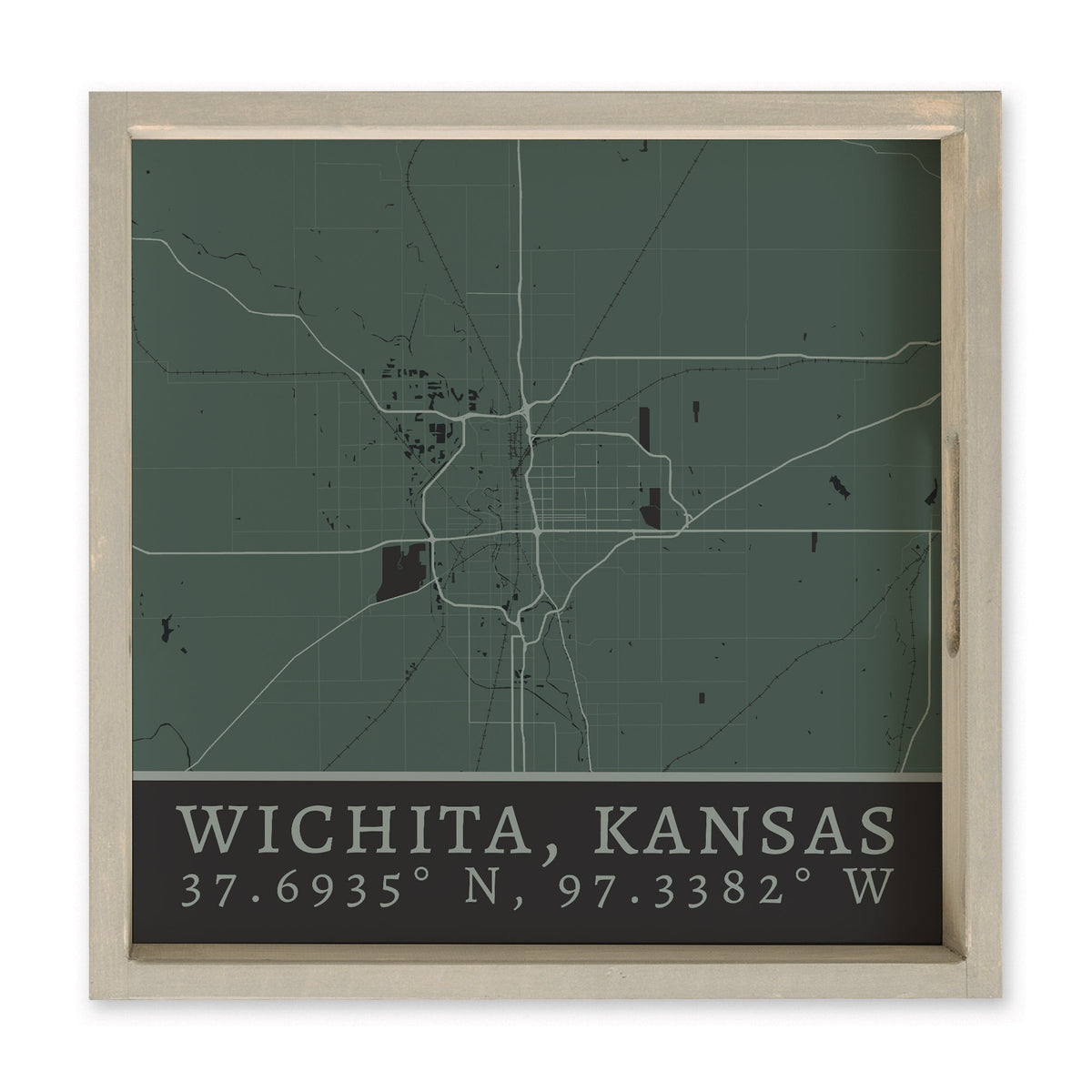 Map Wichita City Grid Serving Tray