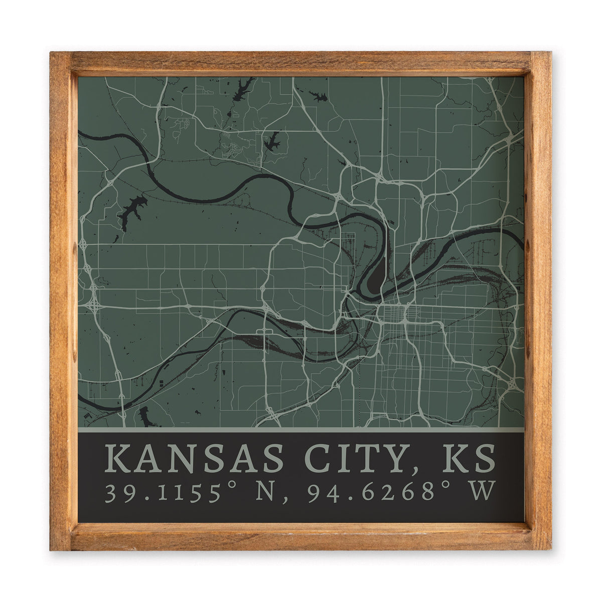 Map Kansas City City Grid Serving Tray