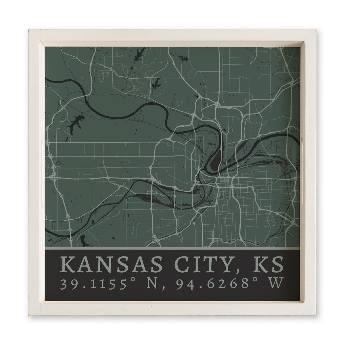 Map Kansas City City Grid Serving Tray