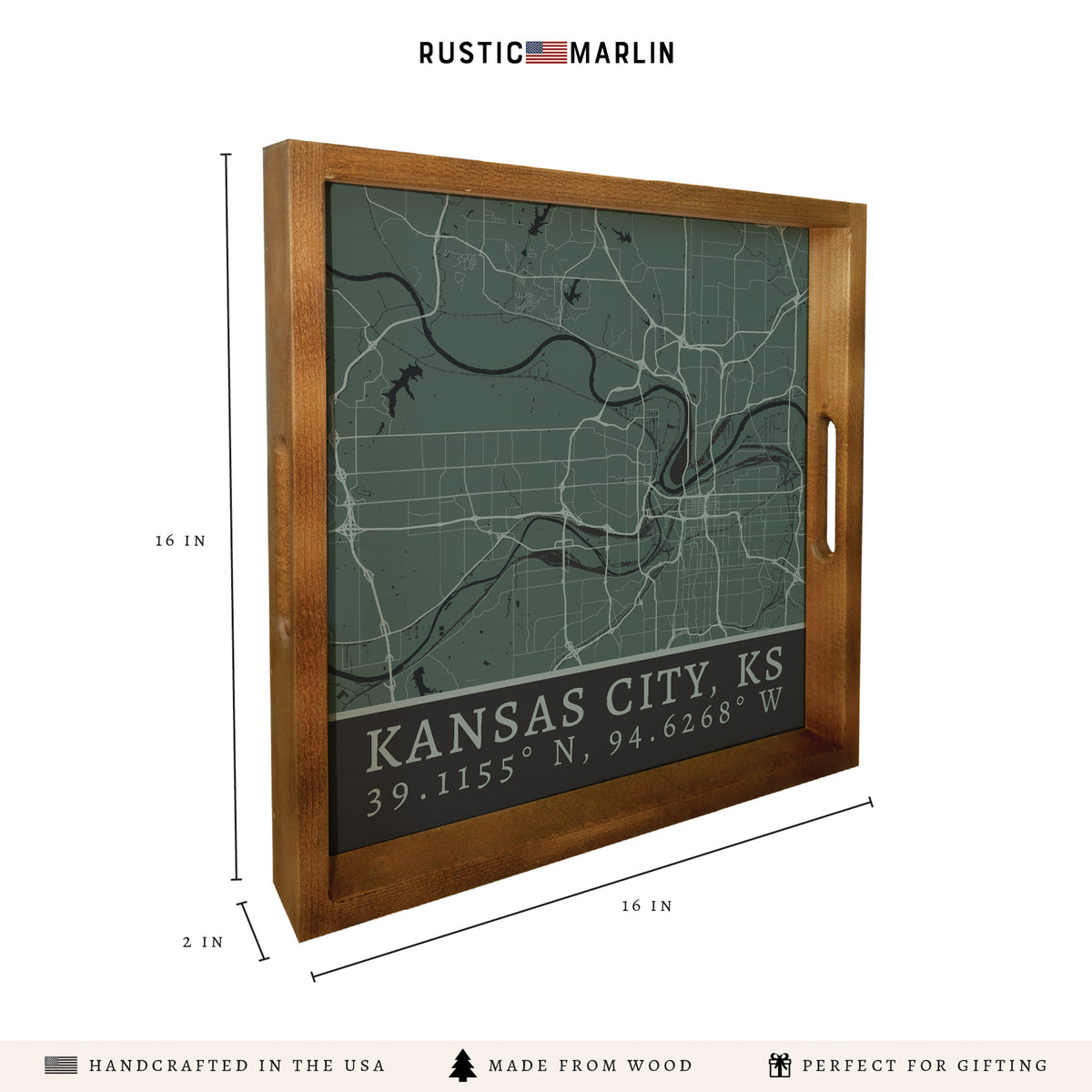 Map Kansas City City Grid Serving Tray