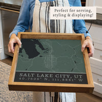 Map Salt Lake City City Grid Serving Tray