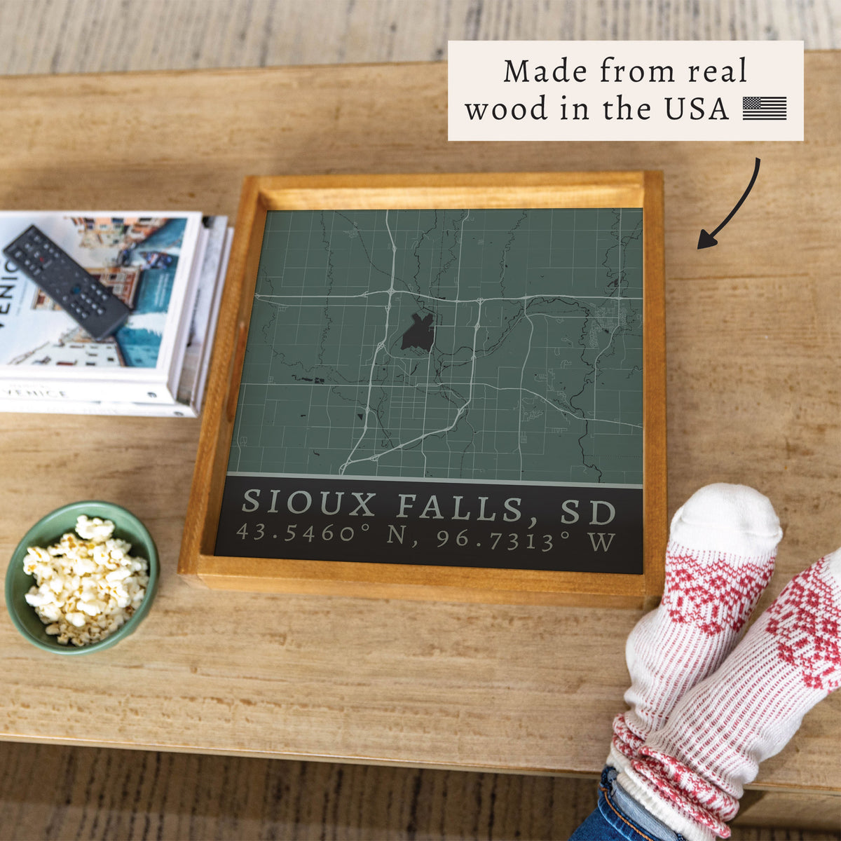Map Sioux Falls City Grid Serving Tray