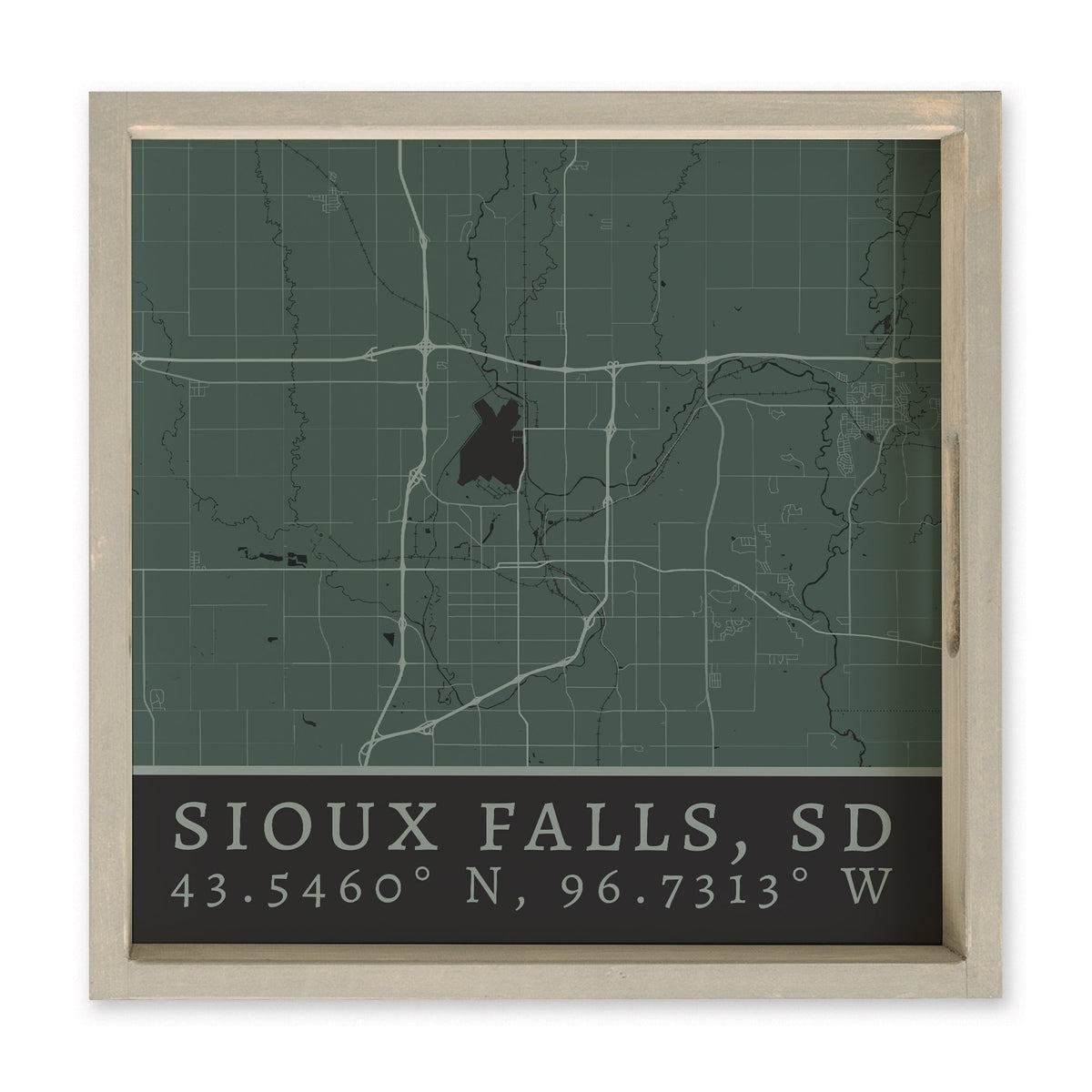 Map Sioux Falls City Grid Serving Tray