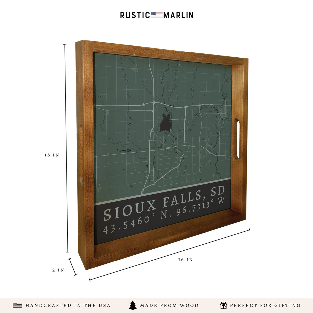 Map Sioux Falls City Grid Serving Tray