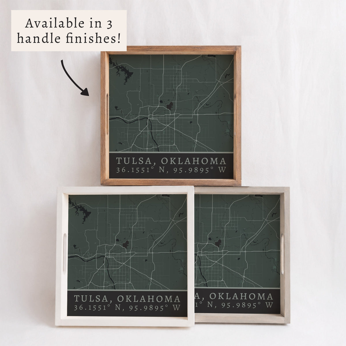 Map Tulsa City Grid Serving Tray