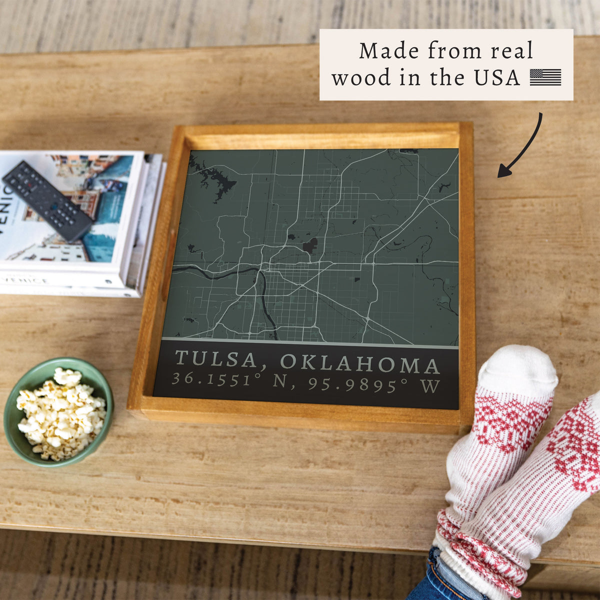 Map Tulsa City Grid Serving Tray