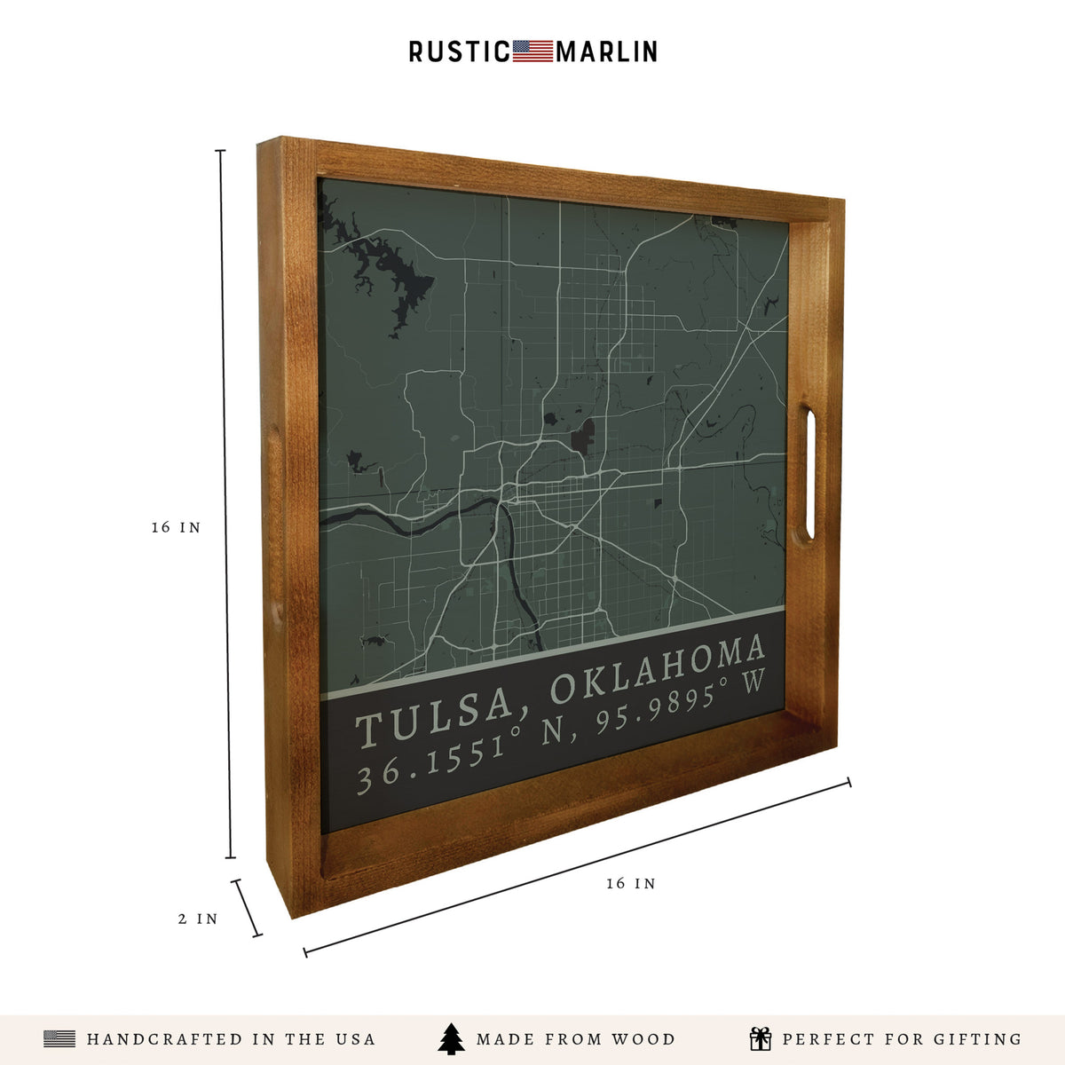 Map Tulsa City Grid Serving Tray