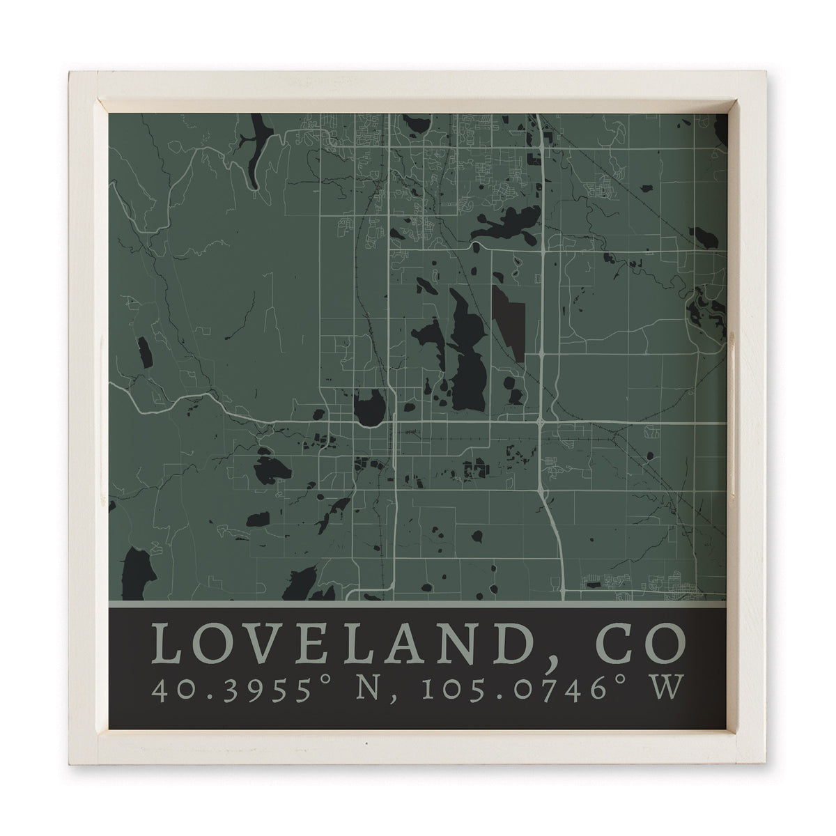 Map Loveland City Grid Serving Tray