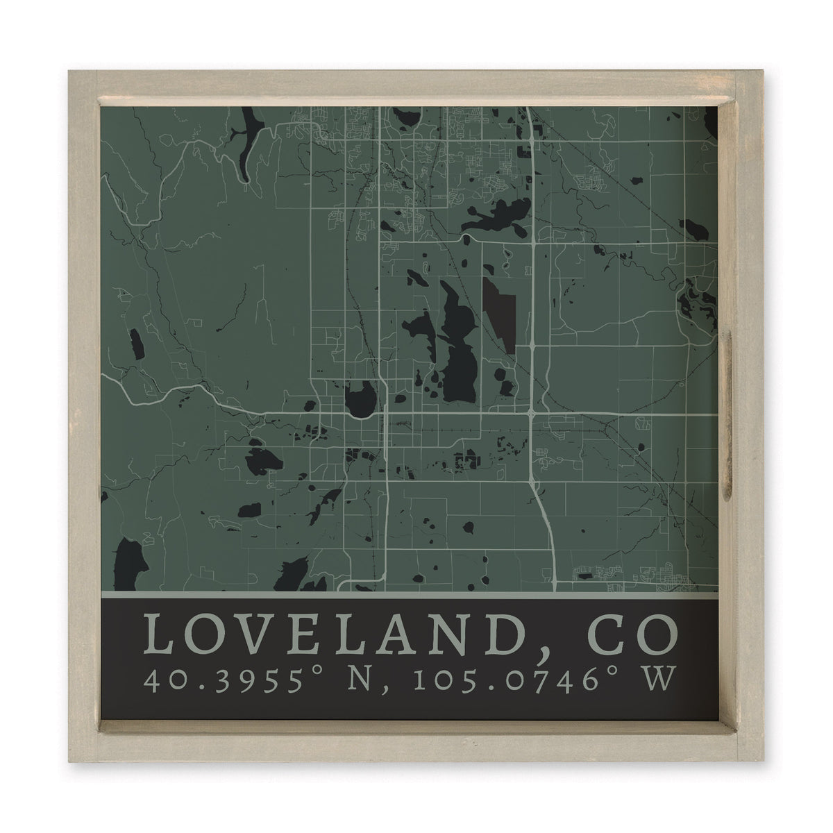 Map Loveland City Grid Serving Tray