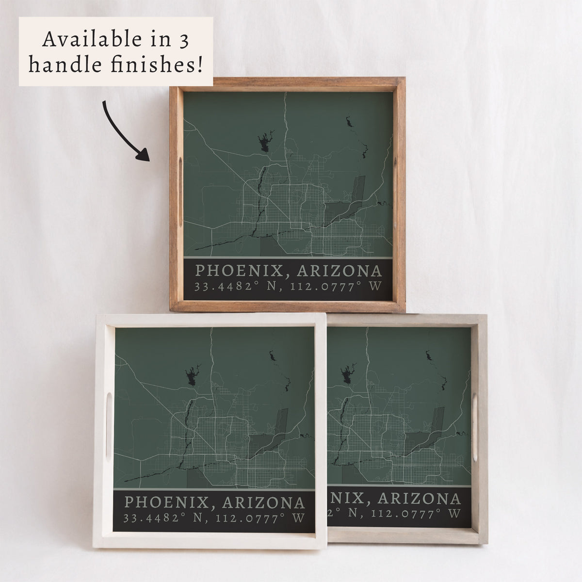 Map Phoenix City Grid Serving Tray