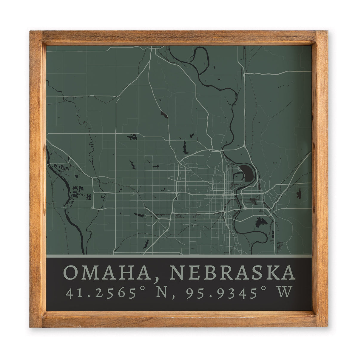 Map Omaha City Grid Serving Tray