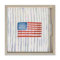 Watercolor American Striped Serving Tray | Wooden Tray