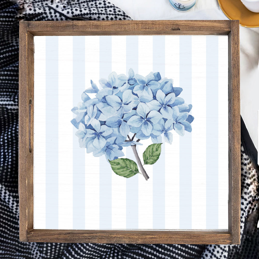 Endless Summer Hydrangea Wooden Serving Tray