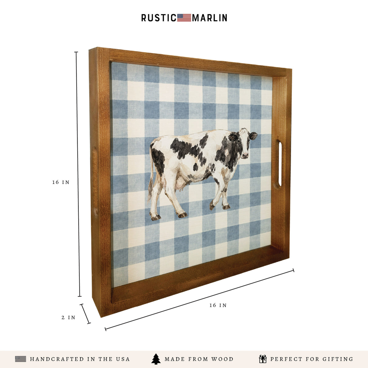 Cow Gingham Serving Tray