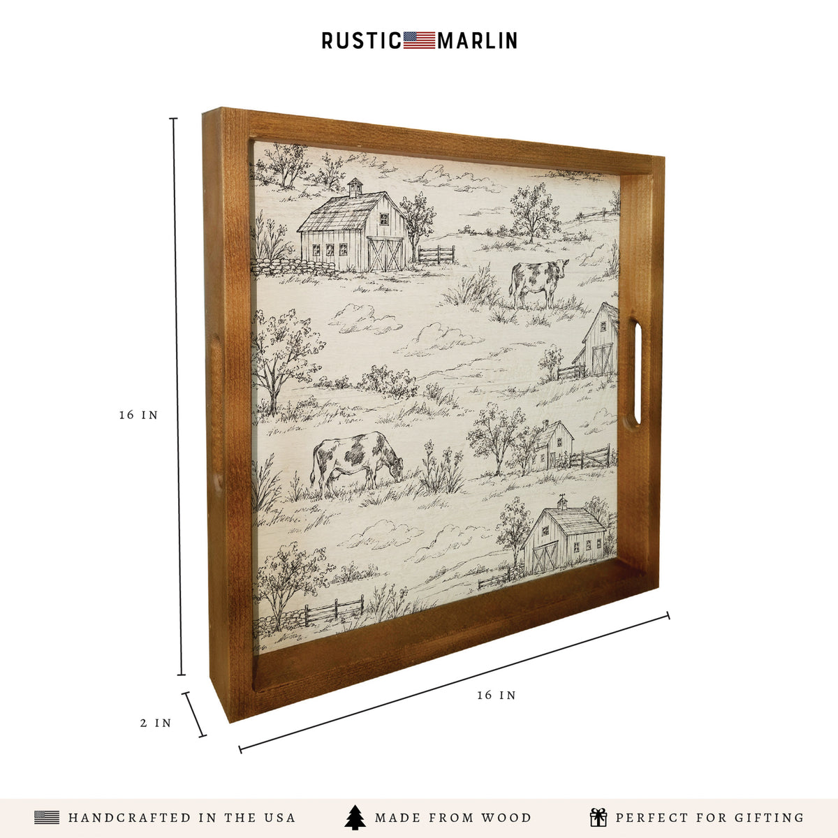Farm Sketch Serving Tray