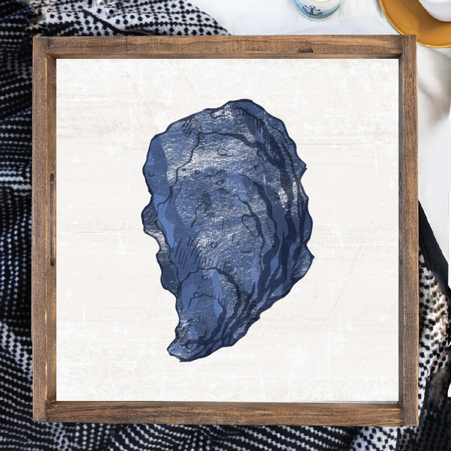 Indigo Oyster Wooden Serving Tray