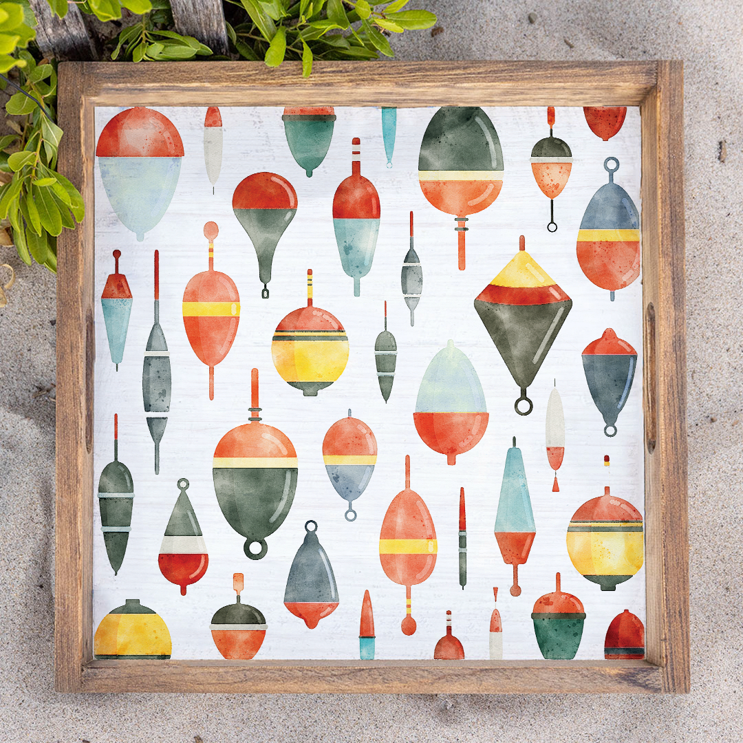 Watercolor Buoy Wooden Serving Tray