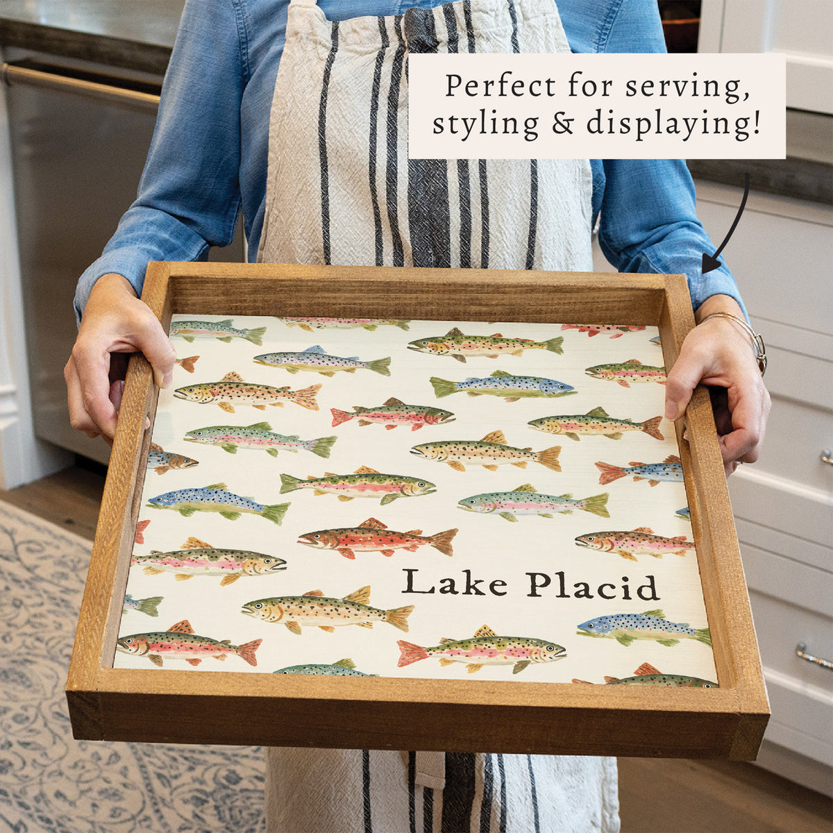 Trout Pattern Personalized Serving Tray