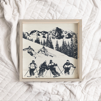 Retro Ski Run Wooden Serving Tray