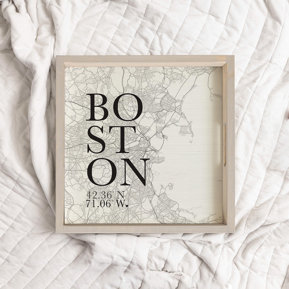 Black and White Boston City Grid