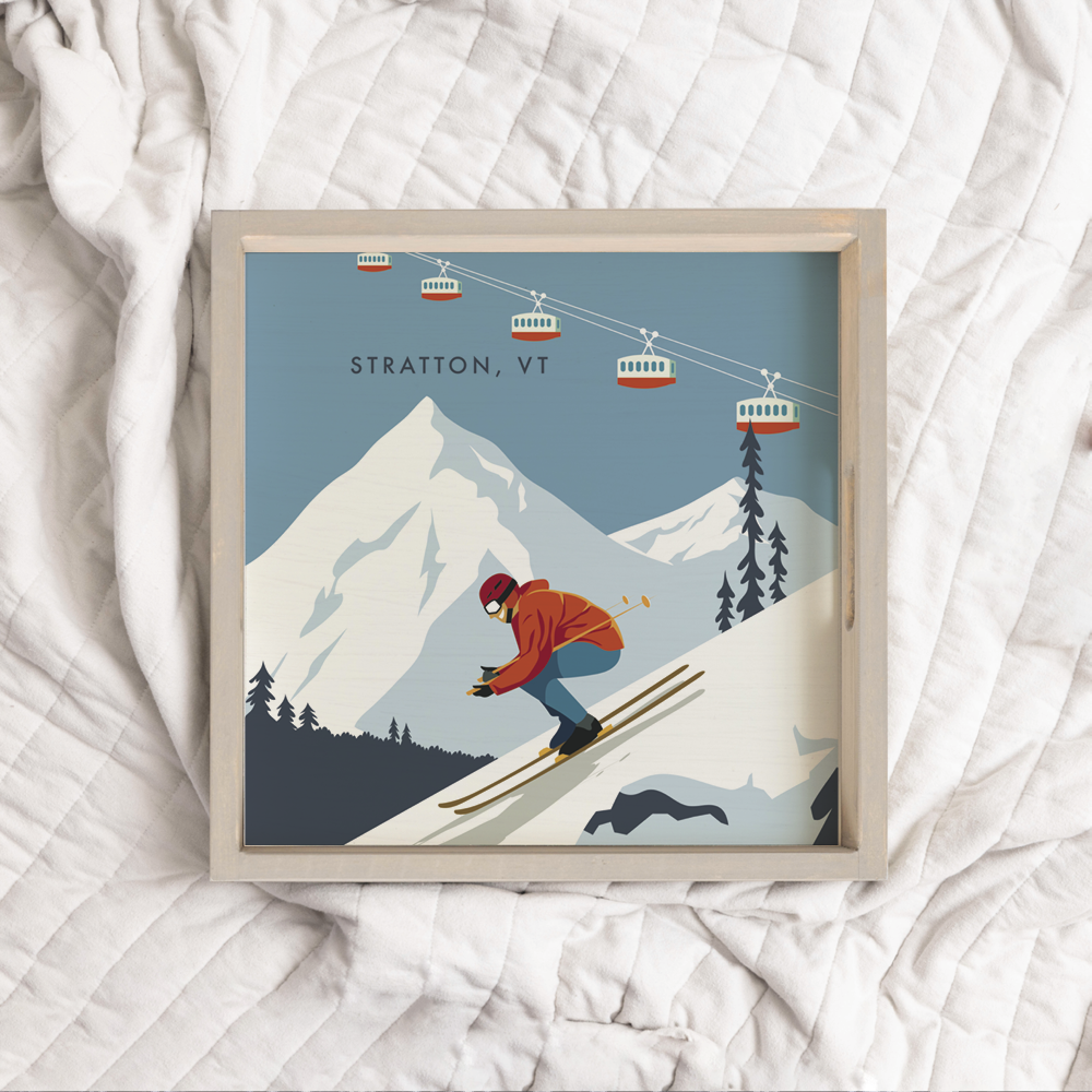 Personalized Bluebird Ski Day Wooden Serving Tray