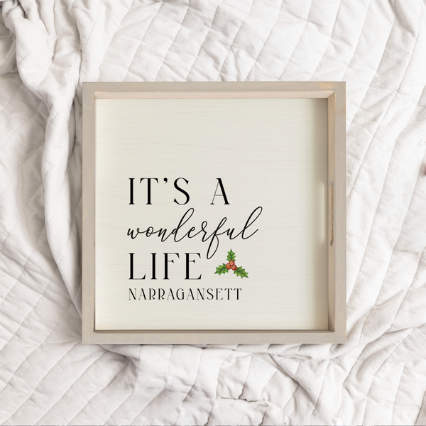 Personalized It's a Wonderful Life Wooden Serving Tray