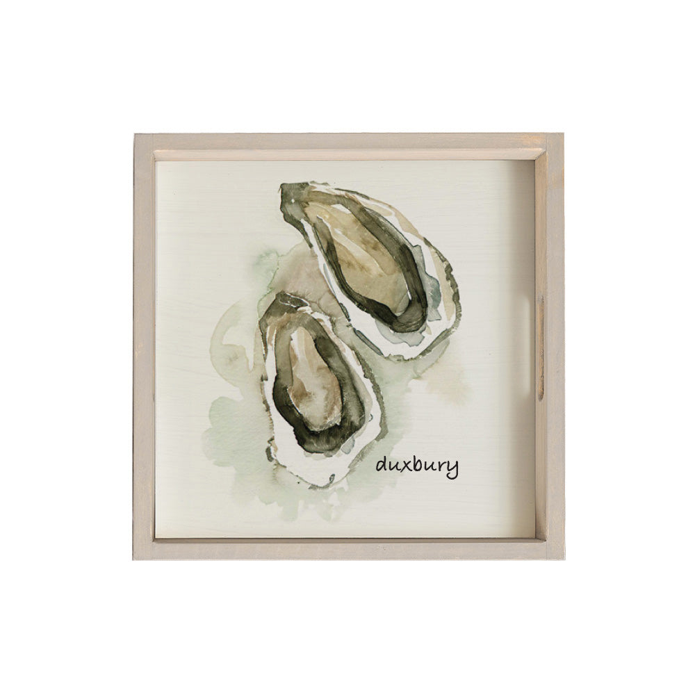 Oysters Watercolor Personalized Wooden Serving Tray