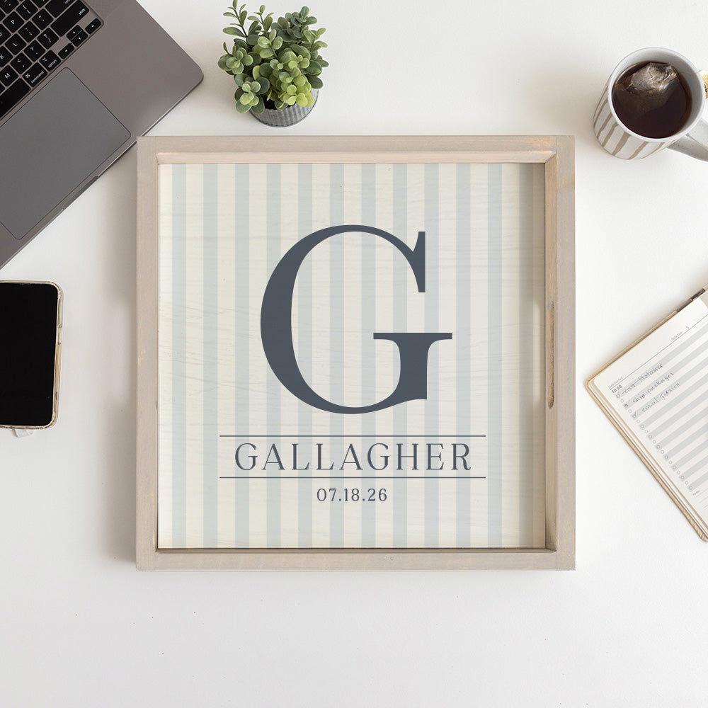 Initial Striped Personalized Serving Tray