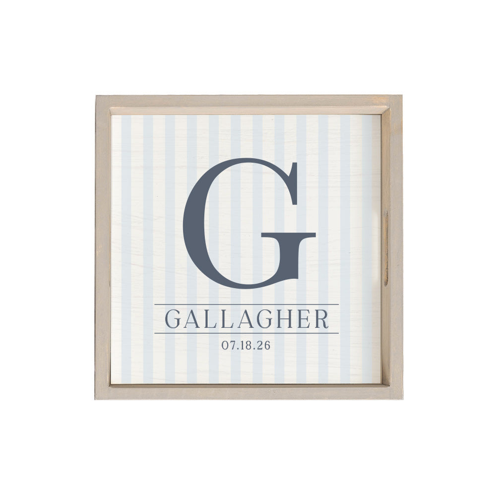 Initial Striped Personalized Serving Tray