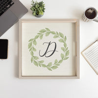 Greenery Laurel Initial Personalized Serving Tray
