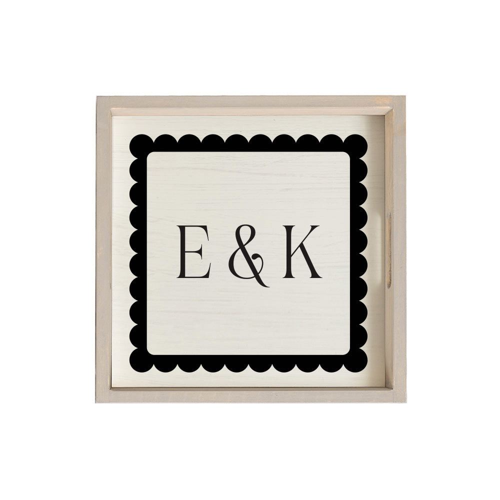 Scalloped Monogram Personalized Serving Tray