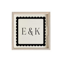 Scalloped Monogram Personalized Serving Tray