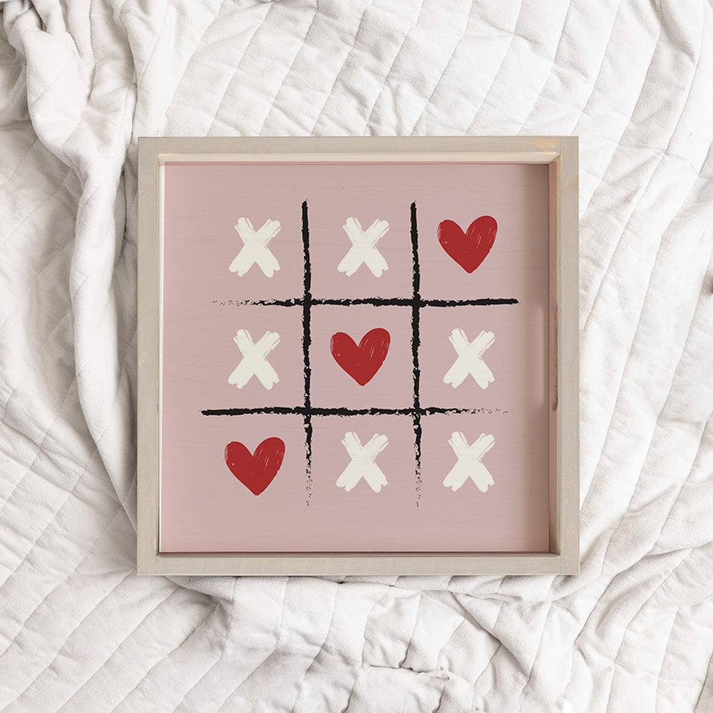 Heart Tic Tac Toe Wooden Serving Tray