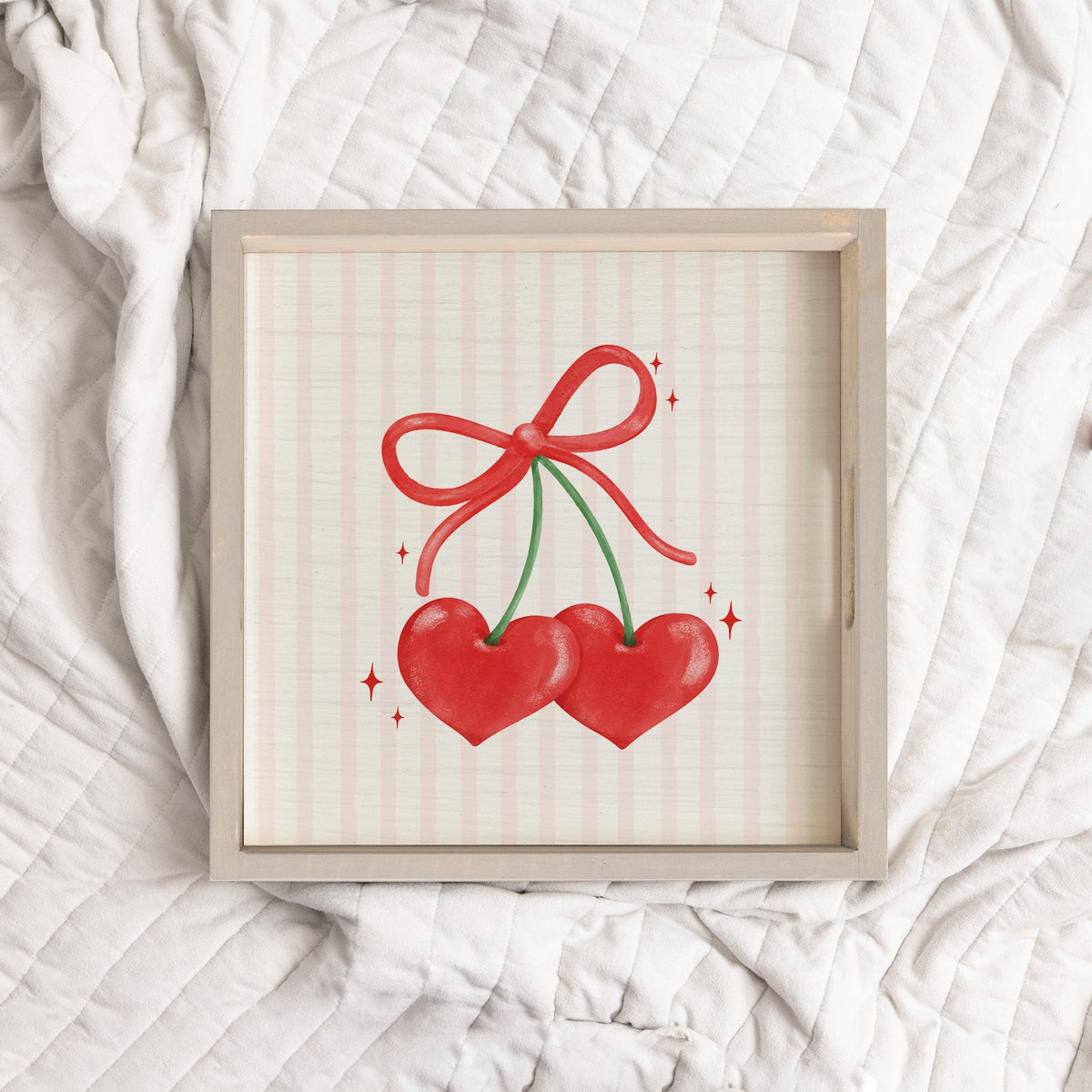 Bow Cherry Hearts Serving Tray