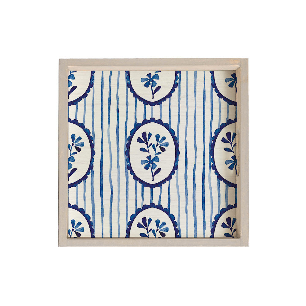 Indigo Bloom Serving Tray