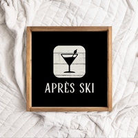 Black and White Apres Ski Martini Wooden Serving Tray