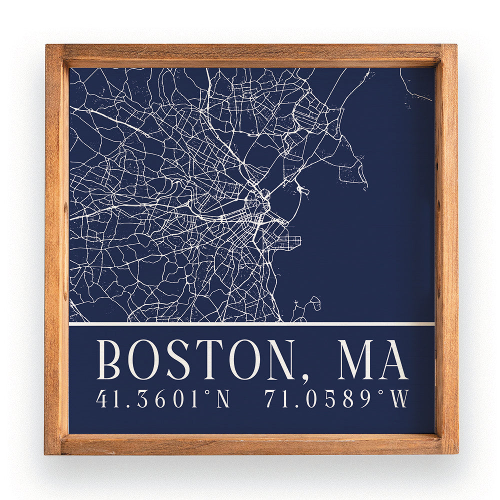 Navy Blue Boston City Grid Coordinates