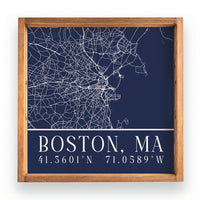 Navy Blue Boston City Grid Coordinates