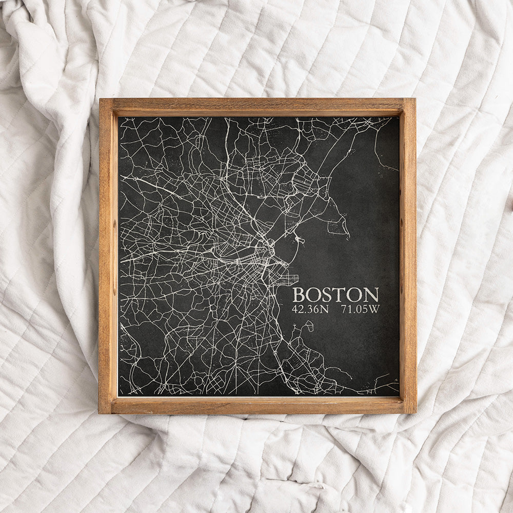 Charcoal Boston City Grid Coordinates