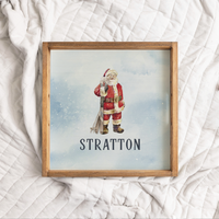 Personalized Vintage Ski Santa Wooden Serving Tray