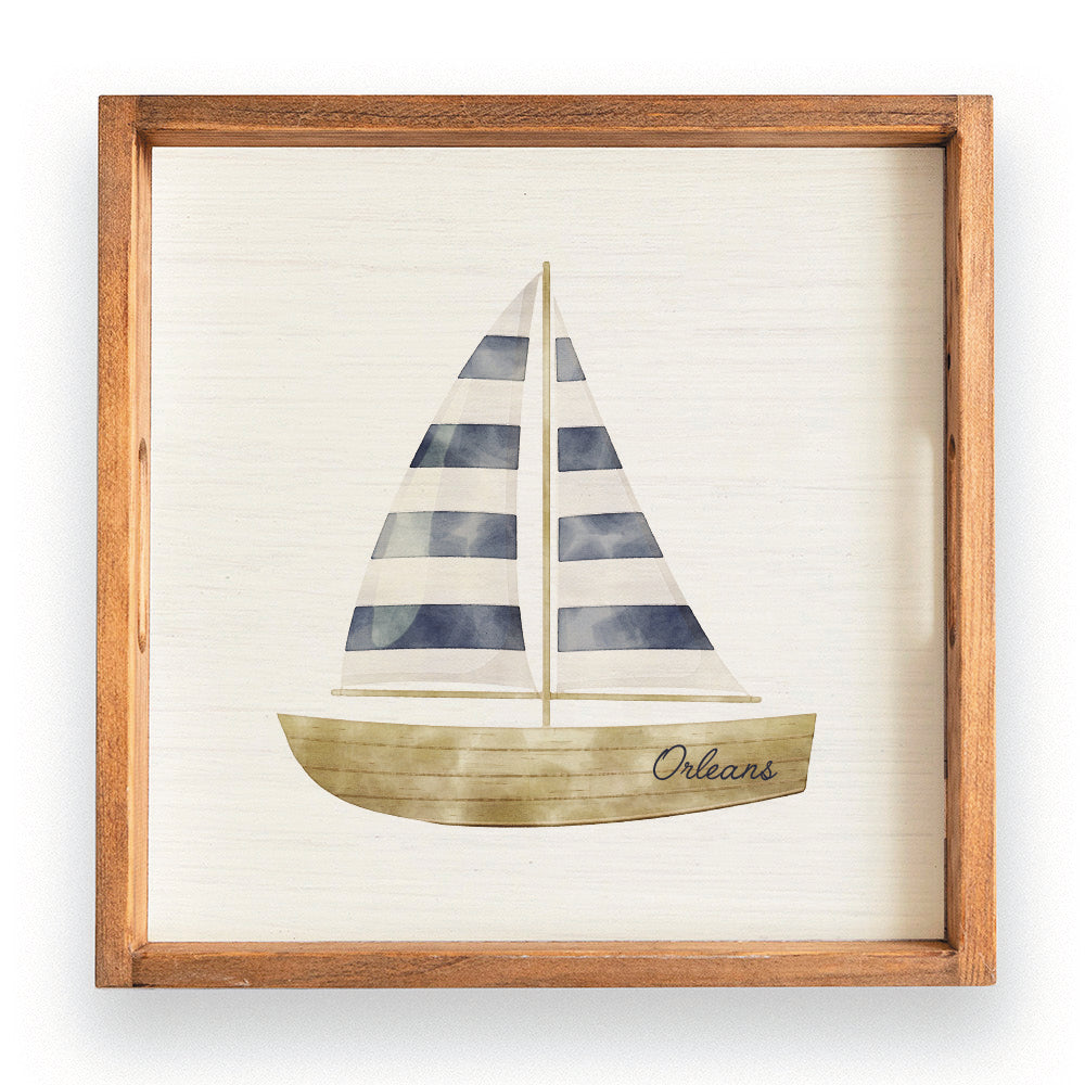 Watercolor Sailboat Personalized Serving Tray