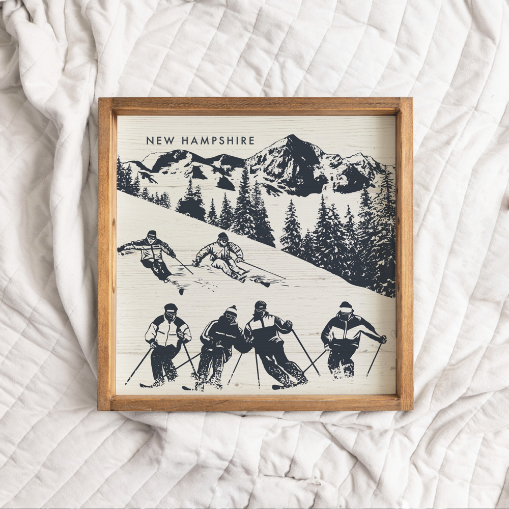 Personalized Retro Ski Run Wooden Serving Tray