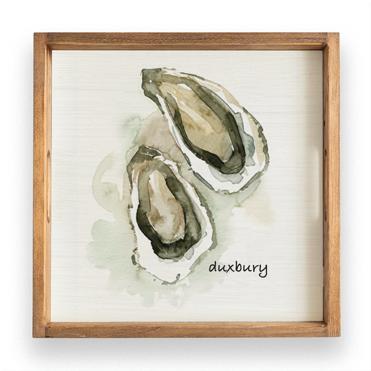 Oysters Watercolor Personalized Wooden Serving Tray