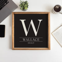 Initial Black Personalized Serving Tray