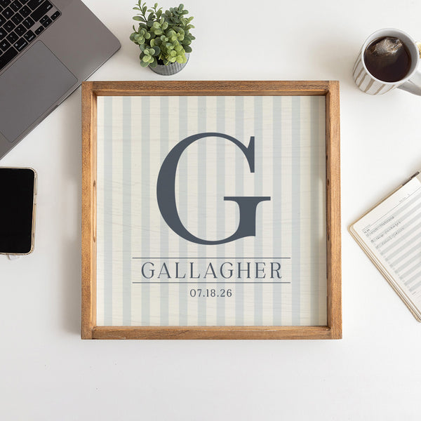 Initial Striped Personalized Serving Tray