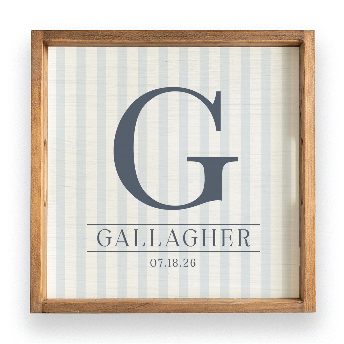 Initial Striped Personalized Serving Tray