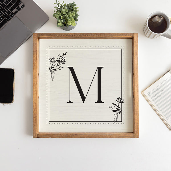 Classic Floral Initial Personalized Serving Tray