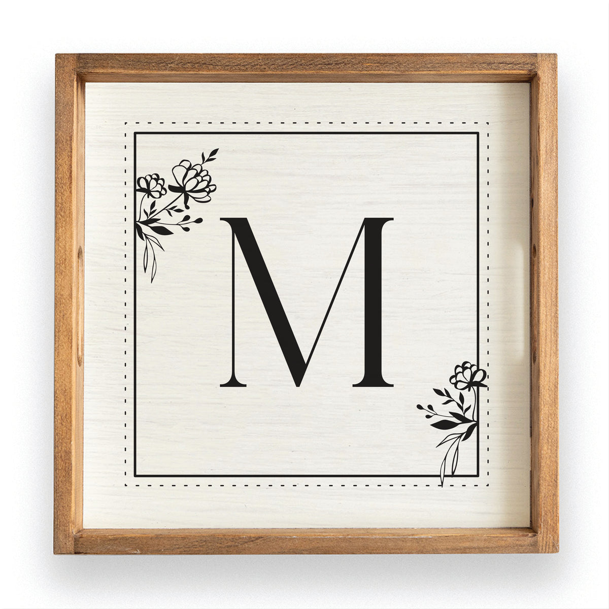 Classic Floral Initial Personalized Serving Tray