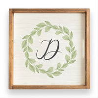 Greenery Laurel Initial Personalized Serving Tray