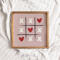 Heart Tic Tac Toe Wooden Serving Tray